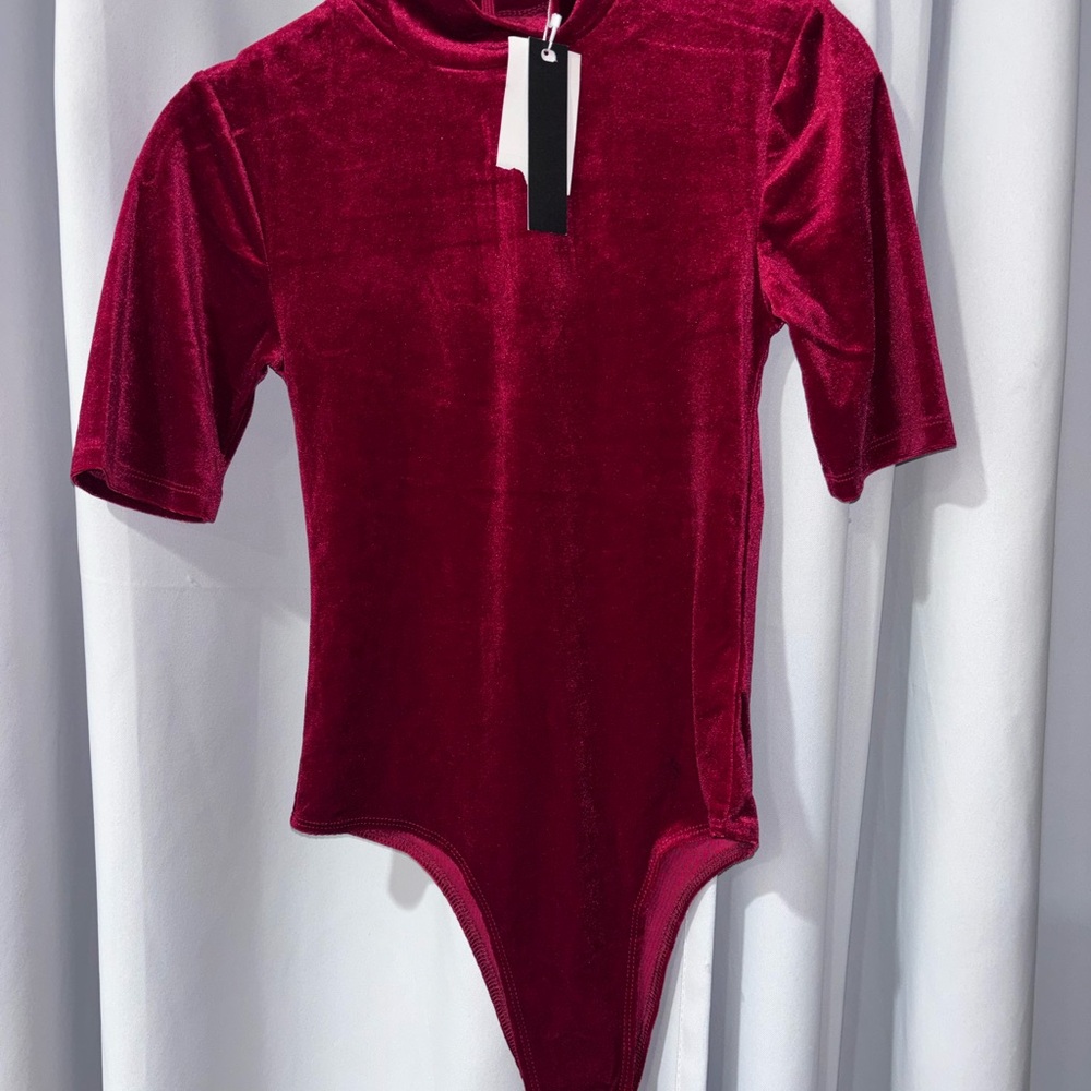 Steve Madden‎ Red Velvet Bodysuit XS NWT